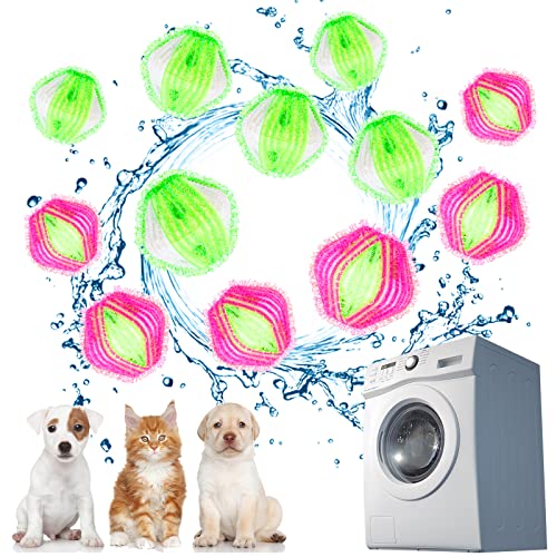 HMIEPRS 12 Pièces Boules de Lavage pour L'élimination des Poils D'animaux, Vêtements Épilateur Pour Machine à Laver, Enleve Poil Animaux,Balles de Séchage Réutilisables Pour Enlever Les Poils Cover