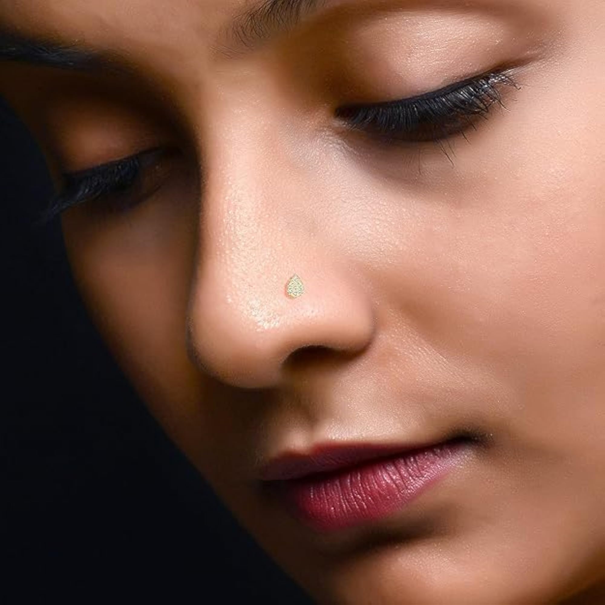 Women's 18K Gold and Diamond Nose Pin, Elegant Gift