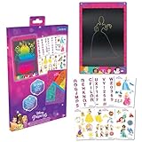 LEXIBOOK, Disney Princess, Magic Slate, Arts and crafts toy for girls and boys, Multicoloured drawings, 11" screen, 1 stylus and 6 stencils included, Pink, CRT10DPLXB