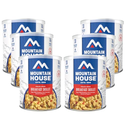 Mountain House Freeze Dried Breakfast Skillet #10 Can – 8 Servings per Can – Gluten-Free – 30-Year Shelf Life – Emergency, Survival, Camping, Hunting & Backpacking Canned Food – Pack of 6