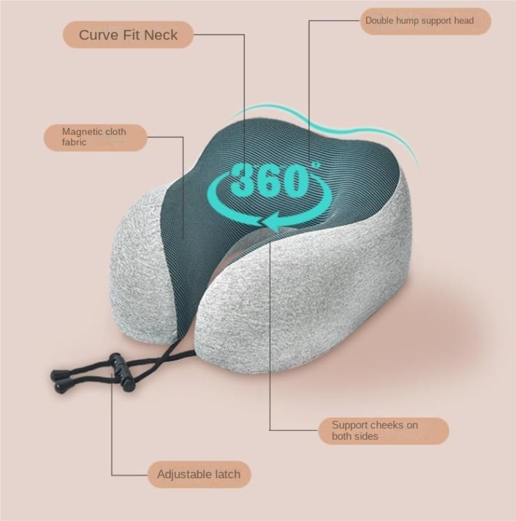 Nackenkissen Auto Nackenkissen Reise Memory Foam Reisekissen Baumwolle Magnettuch Nackenkissen Verstellbarer Verschluss Für Flugzeug Zug Auto Travel Essentials(D)