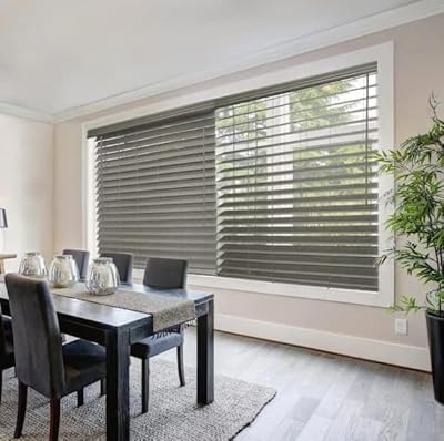 Driftwood Gray Cordless Room Darkening 2.5 in. Premium Faux Wood Blind for Window - 35.5 in. W x 72 in.L