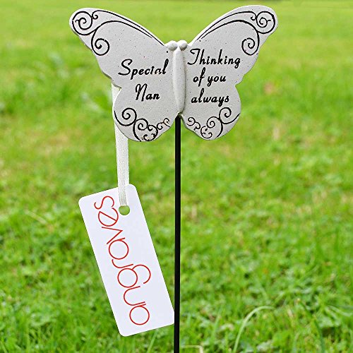 Angraves Thinking of Special Nan Butterfly Memorial Tribute Stick Graveside Plaque