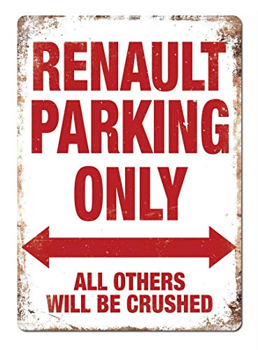 Renault Parking Only Panneaux muraux en étain Vintage Peinture sur Fer Art rétro Avertissement Plaque de métal décor pour Road Home Store Café Bar Cover