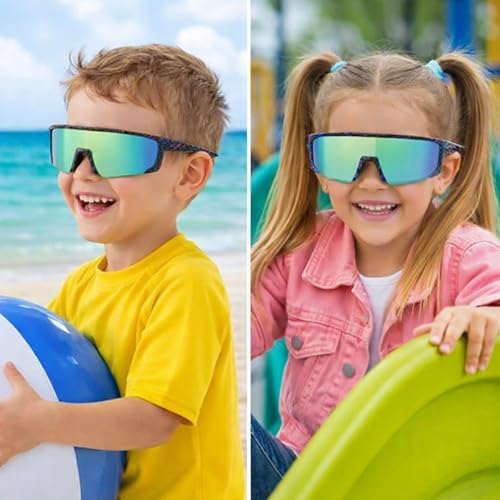 Youth Baseball Sunglasses for Boys Girls Age 6-12 Softball Cycling Sports Sunglasses for Kids Lightweight Frame, Black Frame - Green — view 5