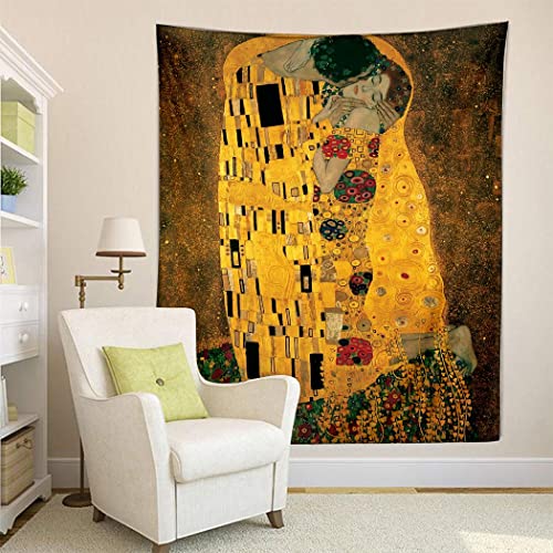Arazzo da appendere alla parete arazzi estetici 150x200cm per la decorazione della stanza-gustav klimt the kiss