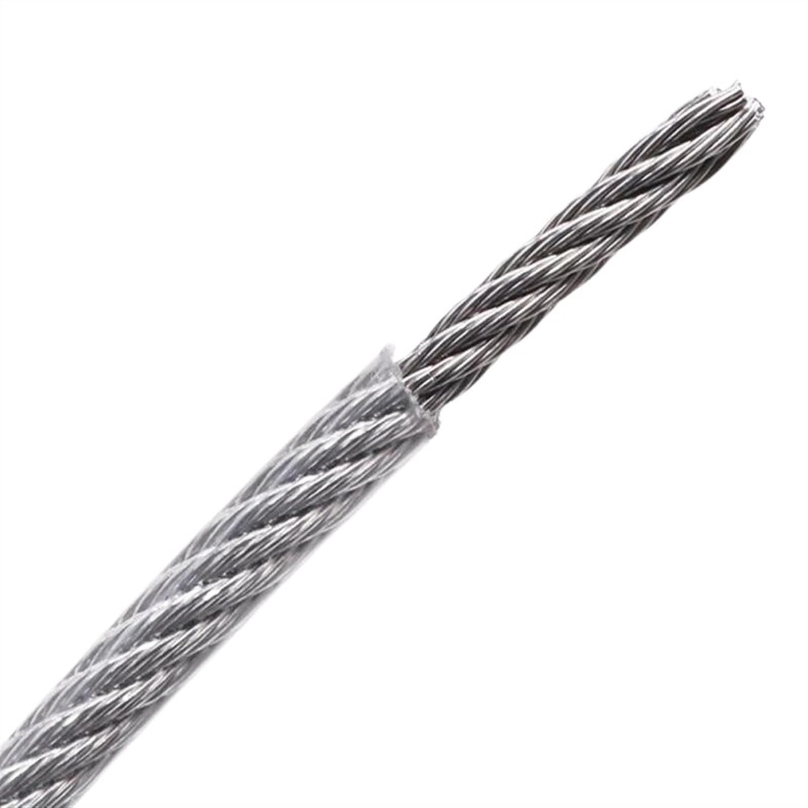 Cable Acero, Cable de Acero Cable Flexible de Acero Recubierto de PVC de 5 mm de diámetro, 10 Metros, Transparente + Plateado