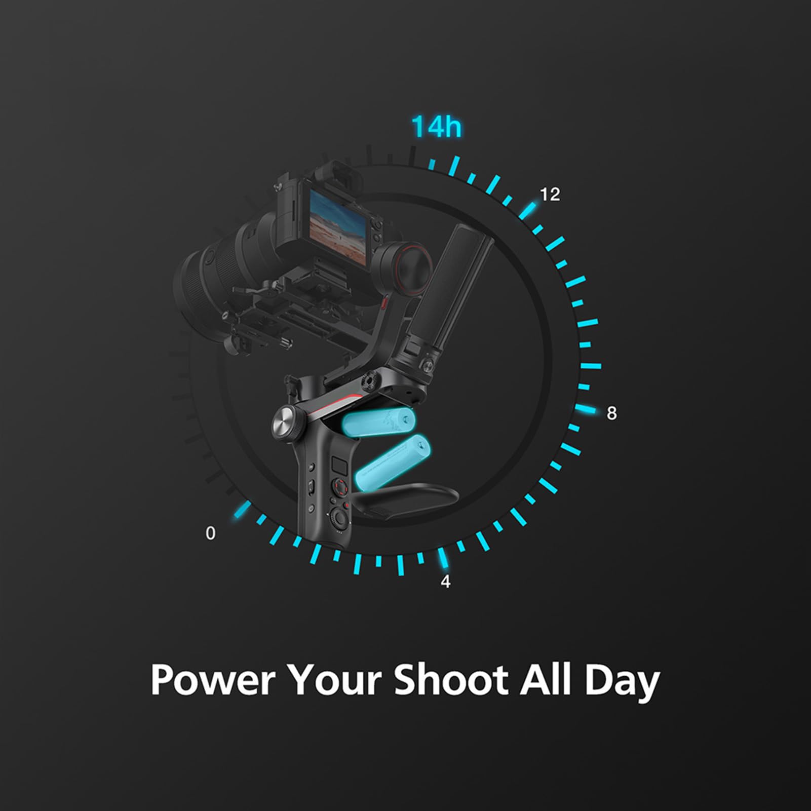 Przenośny Ręczny Stabilizator z 3-osiowym Gimbalem do Lustrzanek Cyfrowych Typu DSLR, Nowy Zasilacz, 14-godzinny Czas Pracy Baterii, Ergonomiczna Konstrukcja