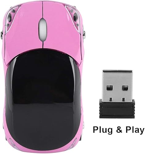 Miniatura 7 de ASHATA Ratón inalámbrico, ratón deportivo de 2,4 G, con forma de coche, Bluetooth, con receptor USB, portátil, lindo ratón de 1600 DPI, para PC,