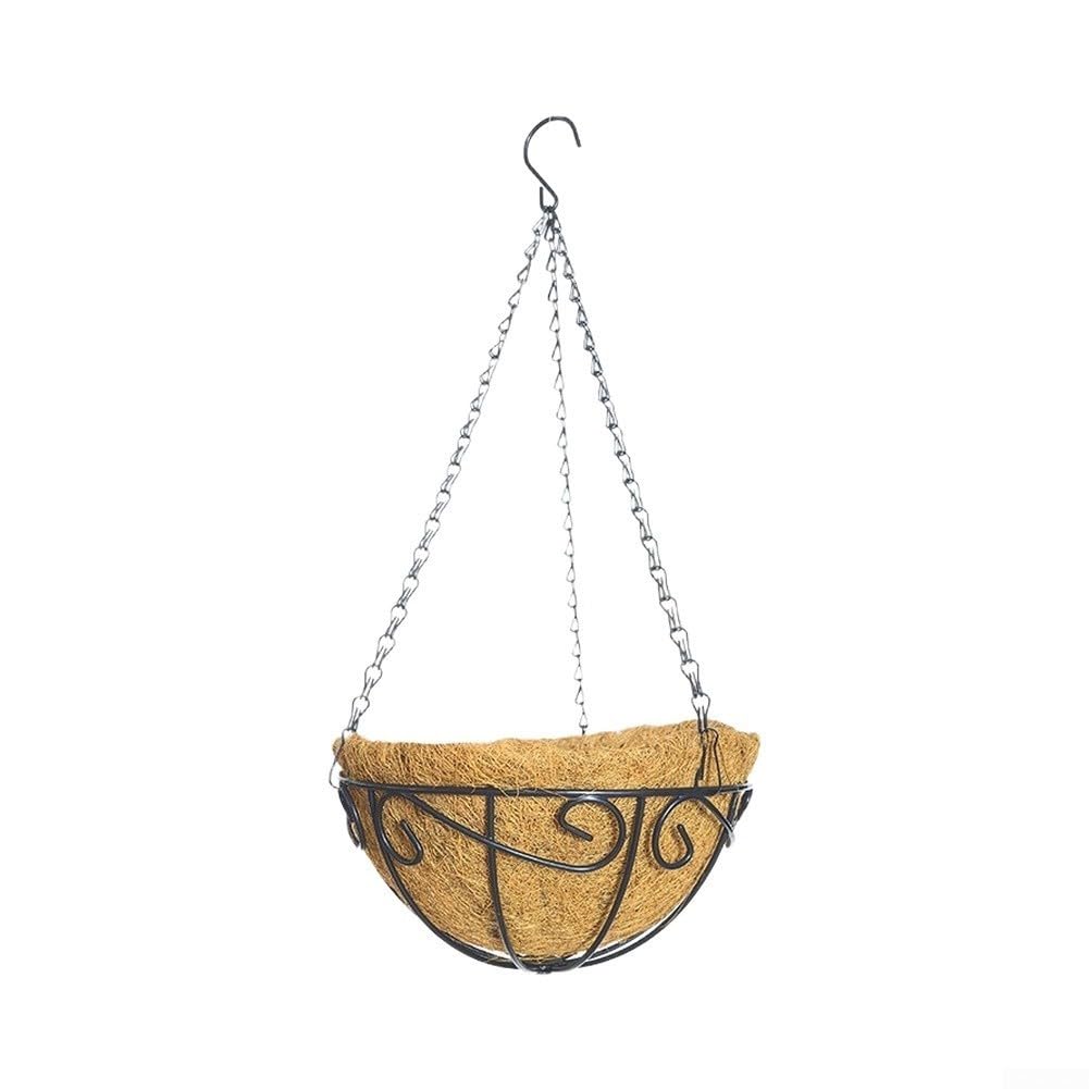 2 Stück Hängeampel Metall mit Kokosfaser Liner, Rustikaler | Blumenkorb für Balkon und Garten, Dekorativer Hängeblumentopf mit Wandhalterung für Pflanzen, Set für Hochzeitsdeko, 12