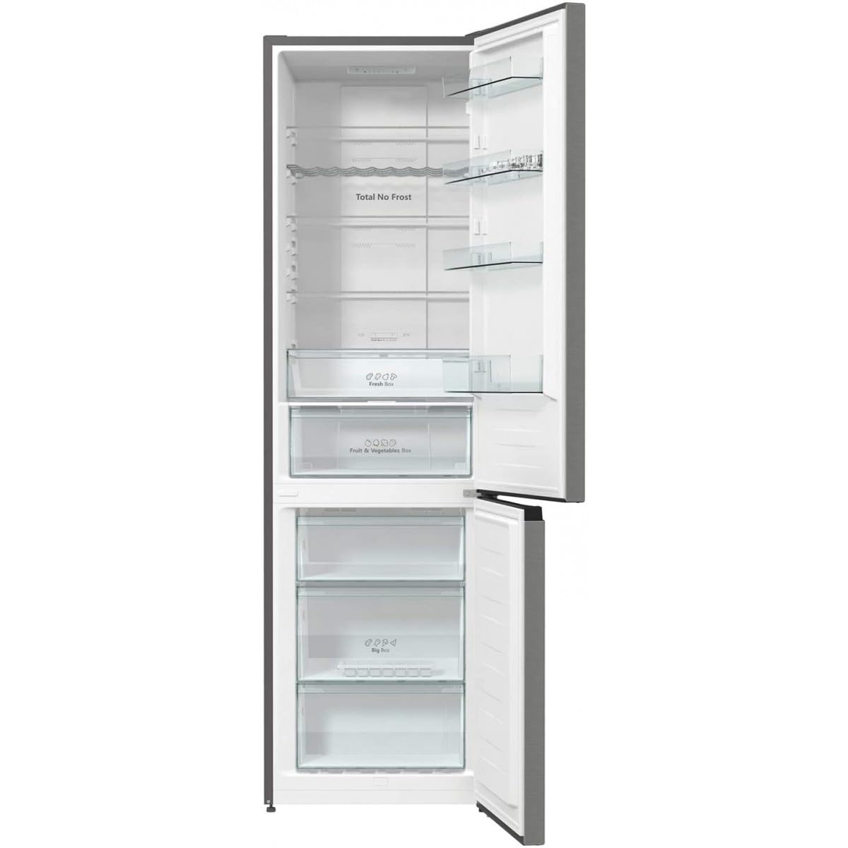 Hisense RB434N4AC2 Frigorifero Combinato a libera installazione, Total No frost con doppia porta reversibile, Inox Look, Altezza 200 cm, capacità netta 331 L