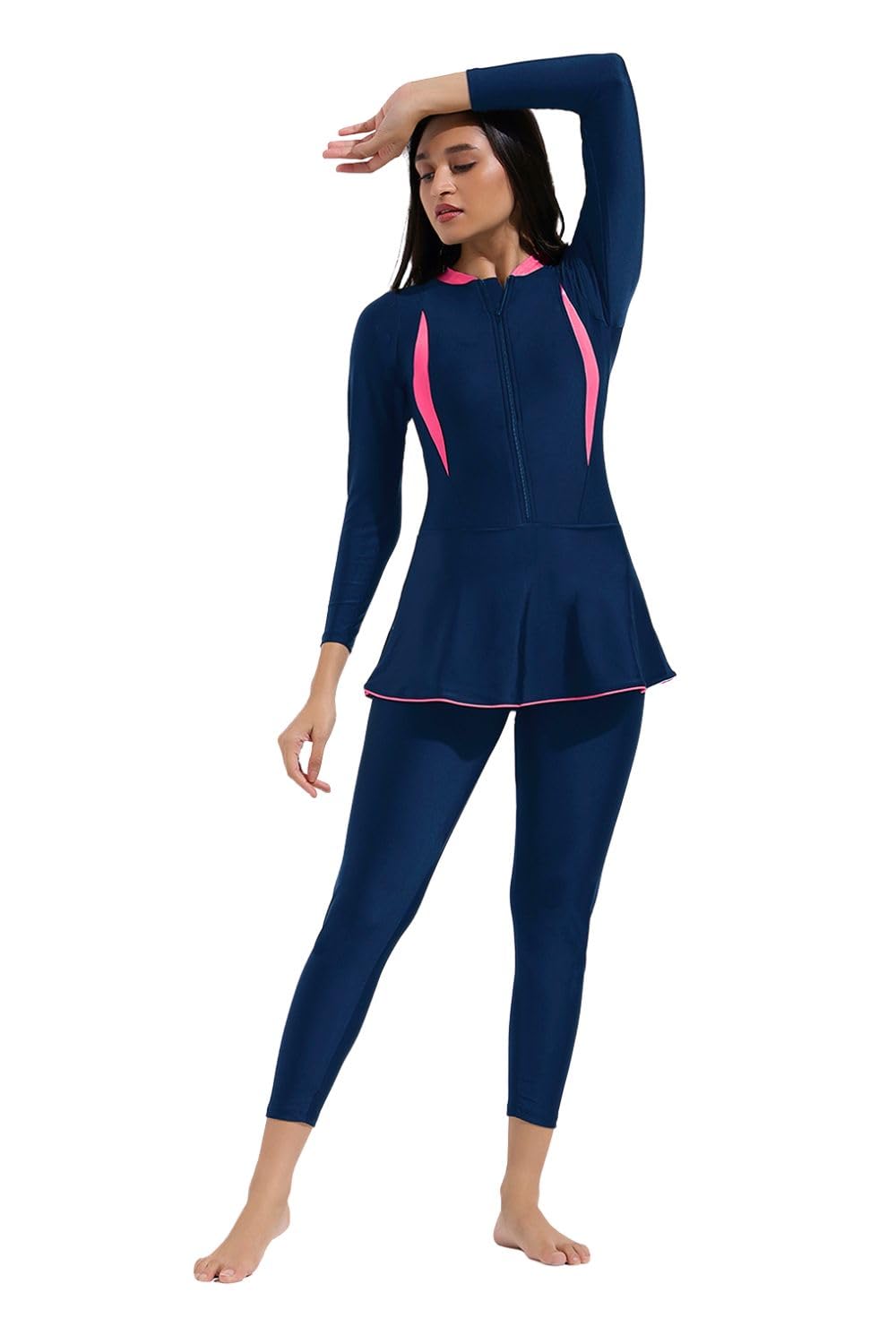 lycot Women's Frock Style Full Sleeves Full Tights Piping Pattern Swimwear-picture-15
