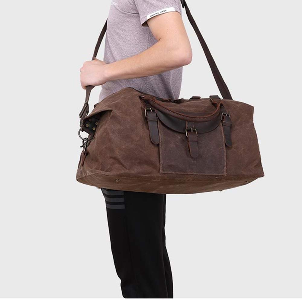 Bolso de Equipaje de Mano para Hombre Bolsa de Viaje Fin Semana Gran tamaño la Moda del Minimalista Hombro Bolso Mano Bolsa Noche Equipaje Gimnasio Sport Unisex para Mujeres Hombres(Coffee)