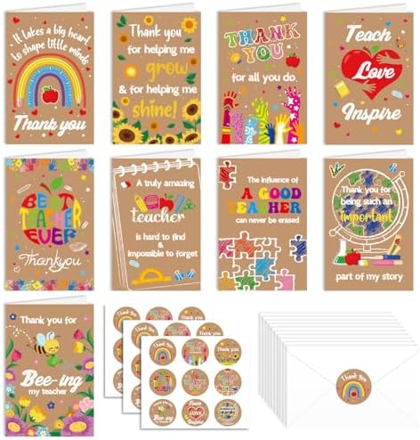 Amazon.com : HOWAF 18 Pack Thank You Teacher Cards, Teacher ...