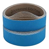 Schleifband 75 x 533 mm, 12 Stück Zirkonkorund für Metall und Edelstahl, Blaues Schleifgewebe für Bandschleifer, Polieren und Entrosten, Profi Zubehör, Körnungen K40 K60 K80 K120 K180 K240 Blau
