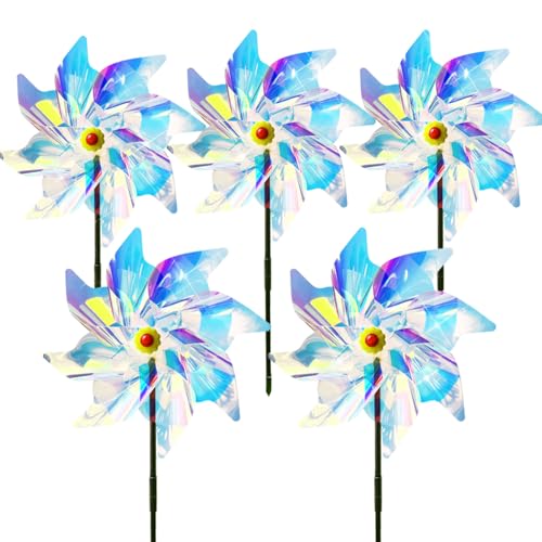 5 Stück Windräder Vogelabwehr, Reflektierende...