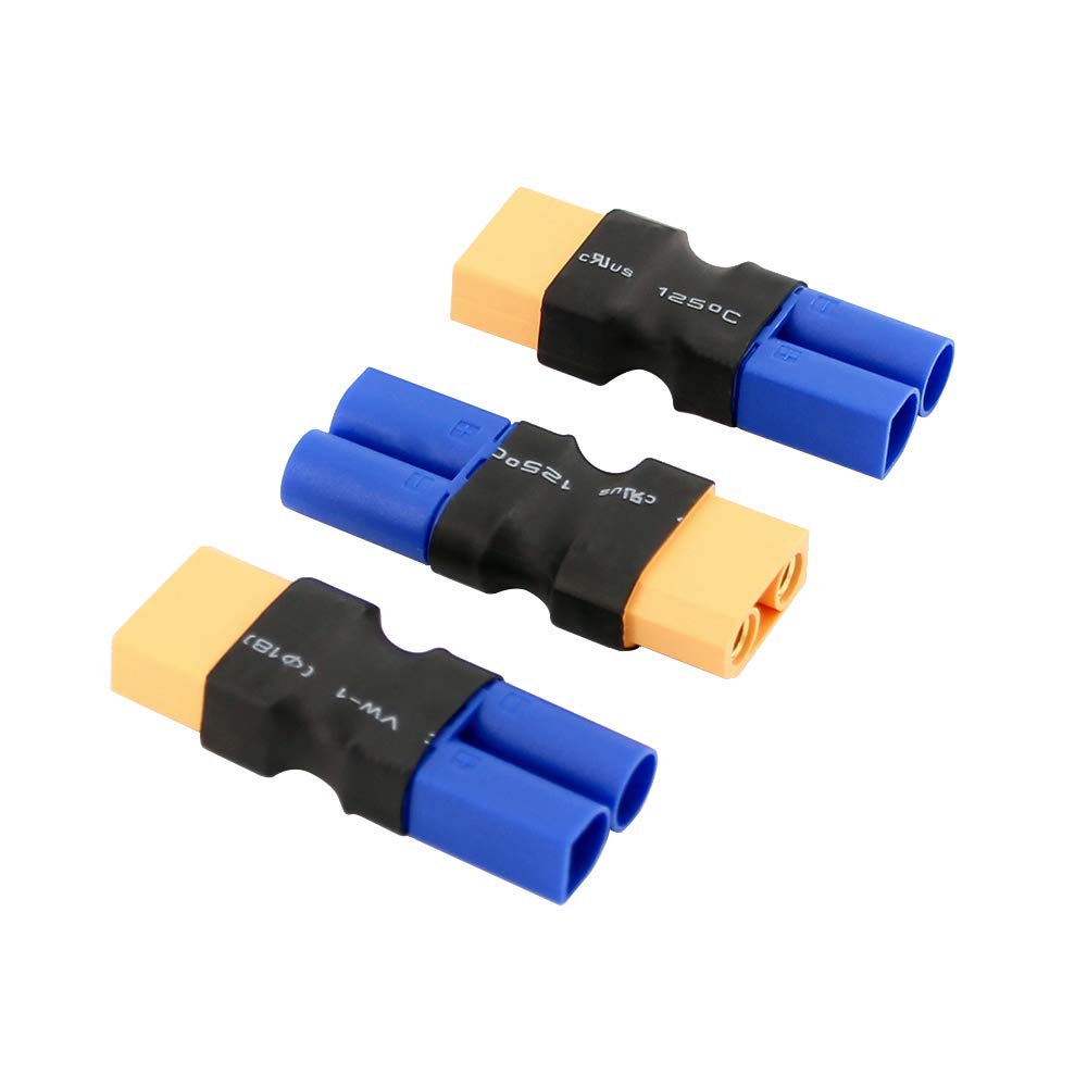 BDHI 3pcs No Wires Connector: Male EC5 to XT90 / XT-90 Female - Heavy Duty Adapter(BDHI-01)