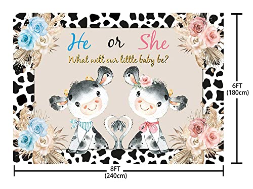 Aibiin 8X6Ft Holy Cow Gender Reveal Backdrop Boho Pink Blue Flowers Photography Background He Or She What Will Our Little Baby Be Gender Reveal Party Decorations Photo Props #TOP4