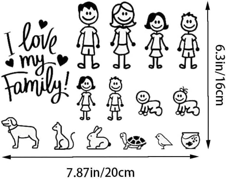 Image of 4 Pcs Car Sticker I Love My Family Car Bling Stickers and Decals Pet Cat Dog Animal Decal and Cars Walls Laptop Luggage for Car Window Bumper Phone Notebook Decorative Decal Practical Design