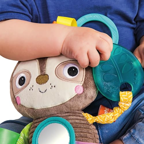 Image of Bright Starts Sloth Plush Playful Pals Take-Along BPA-Free Stroller Baby Toy, Age Newborn+ 1 Count (Pack of 6)