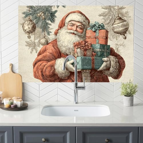 Image of Vintage Santa Gift Backsplash Peel and Stick, 35.4x23.6 in