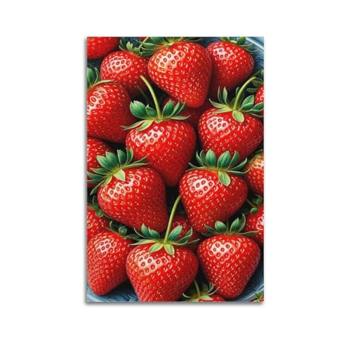 Poster mural moderne fraises rouges ZHOUKEG déco salon 60x90 cm