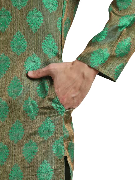 Image of SOJANYA Men's Silk Embroidered Regular Kurta