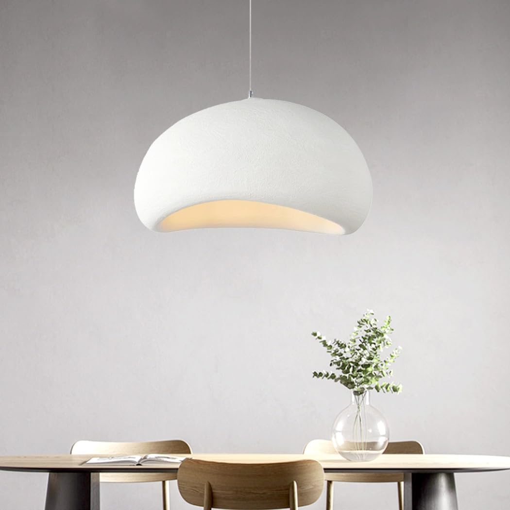 KXEcoLife Modern Wabi-Sabi Pendant Lamp E27, Creative Imitation Stone Chandelier for Dining Room, Bedroom, Living Kitchen, Hallway - 30cm White Ceiling Light Fixture