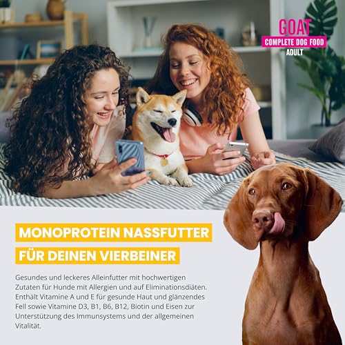 JOHN DOG Hundenassfutter Pure Black Ziege - Premium Getreidefreies Hundefutter mit 96% Fleisch - Monoprotein Nassfutter für ausgewachsene Hunde 6 x 400g