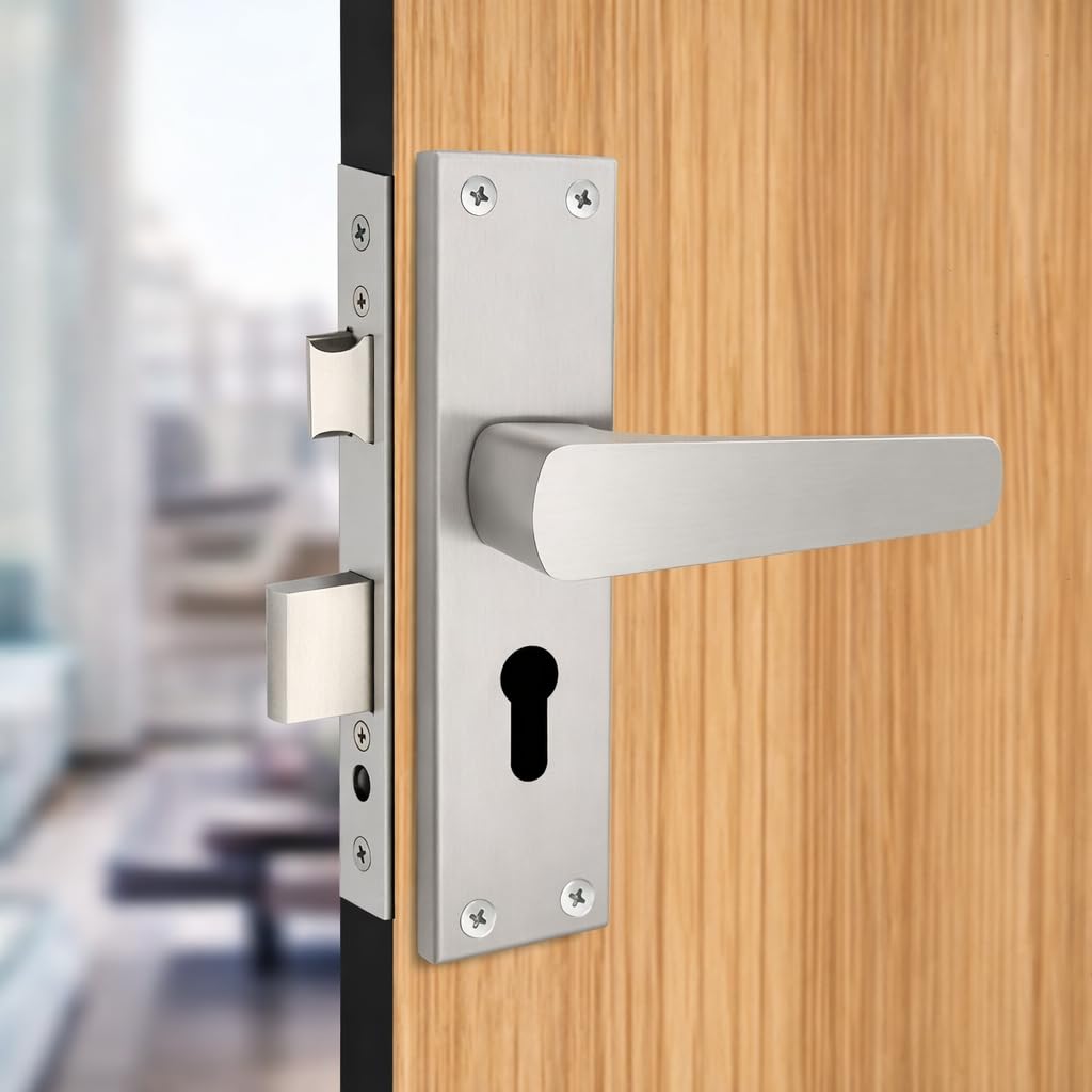 Harrison Door Locks for Main Door, Door Lock for Bedroom, Mortise Door Lock Set, Mortise Door Handle, Door Locks Handlesets with 3 Key | CP Matt Finish | 22531 | Entrance/Both Side Key-image-24