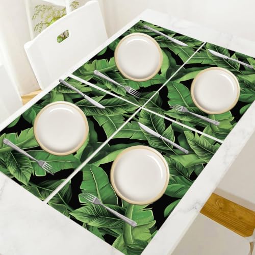 Set de table en tissu lin de coton vert lavable pour la maison