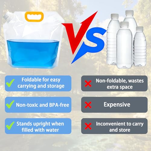 20 Piezas Bolsa Contenedor de Agua Plegable de 1.3 Galones para Camping miniatura 3