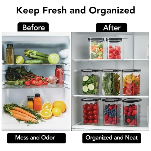 Image of Plastic Airtight Containers Set For Kitchen Storage And Containers Box For Pantry Organization And Container (1100ml, Black And Transparent) Set of 8