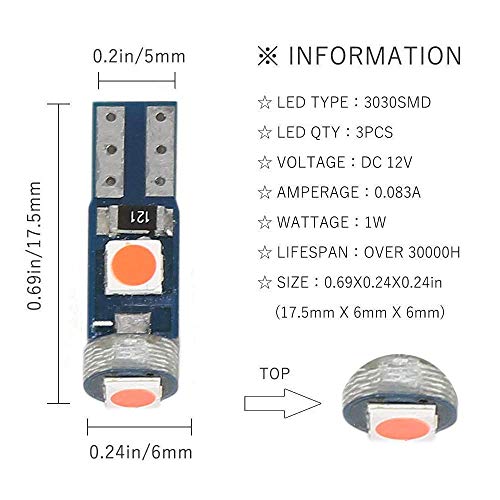 Blyilyb Red T5 2721 37 74 Wedge Led Pc74 Bulb Twist Sockets And T10 194 168 With Twist Lock Socket Pc194 Pc195 Pc161 Pc158 Led Bulbs Dash Instrument Gauge Cluster Led Light #TOP2