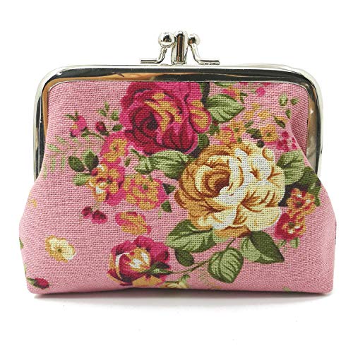 Image of Cute Floral Buckle Coin Purses Vintage Pouch Kiss-lock Change Purse Wallets