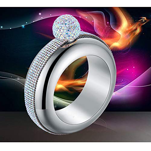 Image of Flask Bracelet Bangle Flask Creative Stainless 304 Steeland Hip Flask Funnel Set For Women 3.5 oz (Sliver Rhinestones)