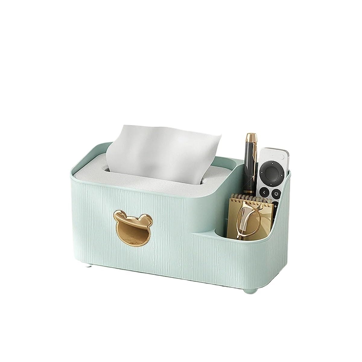 Multi Functional Tissue Storage Box Living Room Dining Paper Split Format Desktop(Green-Small)