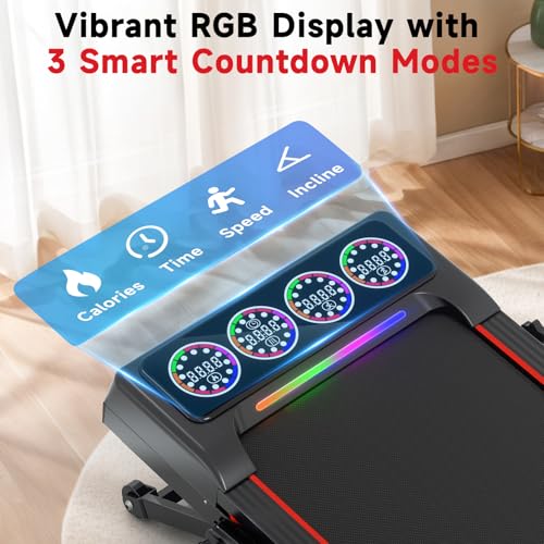Image of Walking Pad Treadmill with Incline and Handle Bar, 7.5MPH Under Desk Foldable Treadmill for Home Office with Remote Control