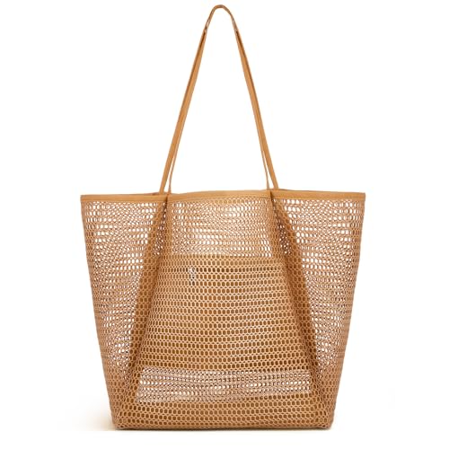 Iioscre Mesh Beach Tote Bags for Womens, Causal Hobo Pool Bags for Swimming Pools Vacations Beach...