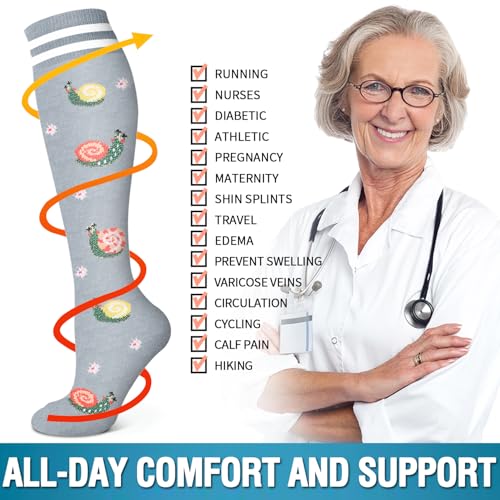 Image of Bluemaple 6 Pack Copper Compression Socks for Women and Men Circulation-Best Support for Medical, Running,Nursing,Athletic