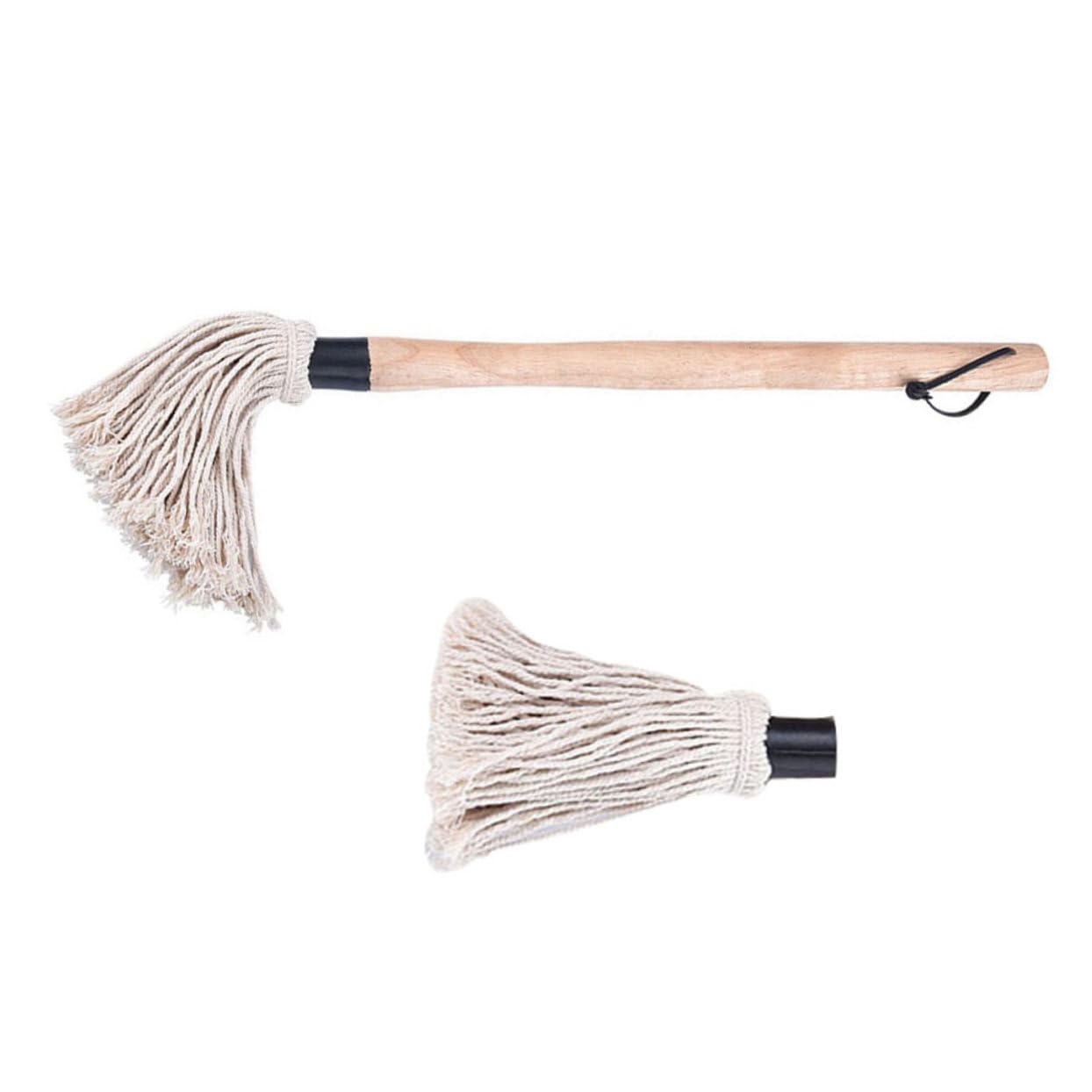 OFFSCH Cooking Brush Set Bbq Brush Replacement Long Wooden Handle Cotton Yarn for Easy Grill Cleaning