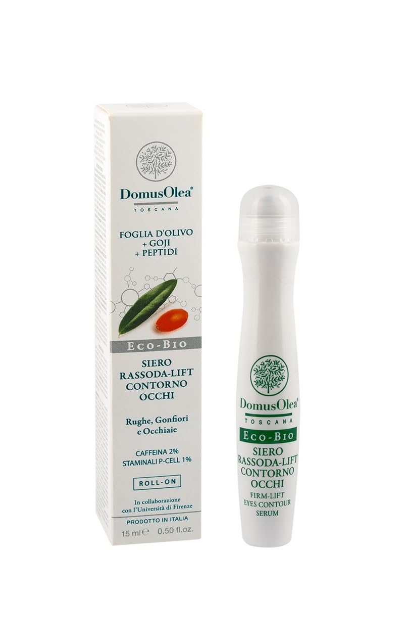 SIERO CONTORNO OCCHI RASSODA-​LIFT – Anti-​Rughe, Anti-​Occhiaie - Defaticante e Illuminante – Con Caffeina 2%, Staminali P-​Cell 1% e Peptidi – Roll on 15ml – ECO-​BIO - Domus Olea Toscana
