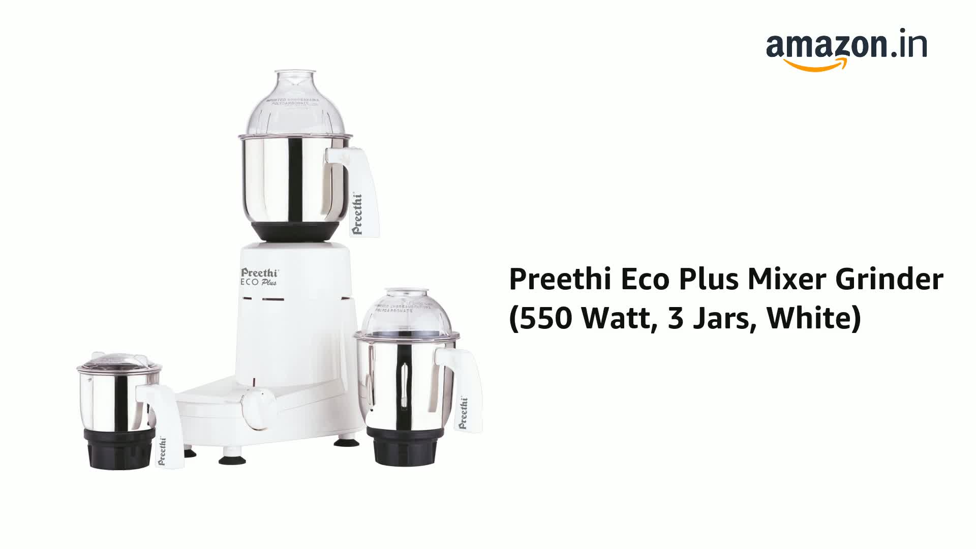 Buy Preethi Eco Plus MG-138 110V, 550 Watt Mixer Grinder With 3