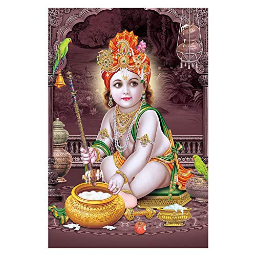 Image of PAPER PLANE DESIGN Baby Krishna Paper Poster for Pregnant Women (Multicolour, 12 x 18 Inch)