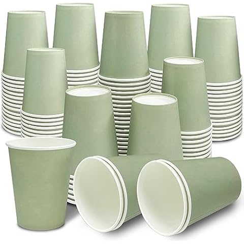 CIEOVO 100 Count Sage Green Paper Cups Cover