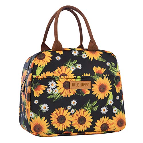 Insulated Lunch Bags for Women Cooler Tote Bag with Front Pocket Lunch Box Reusable Lunch Bag for Men Adults Girls Work Hiking Picnic - Sunflower