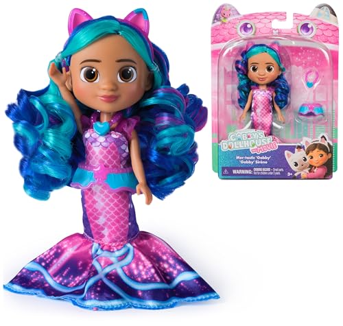La Casa de Muñecas de Gabby - Muñeca Gabby Sirena de la Película de 15 cm con Accesorios y Melena Peinable - Juguetes Niña 3 años + - Regalo Niña 3 años +