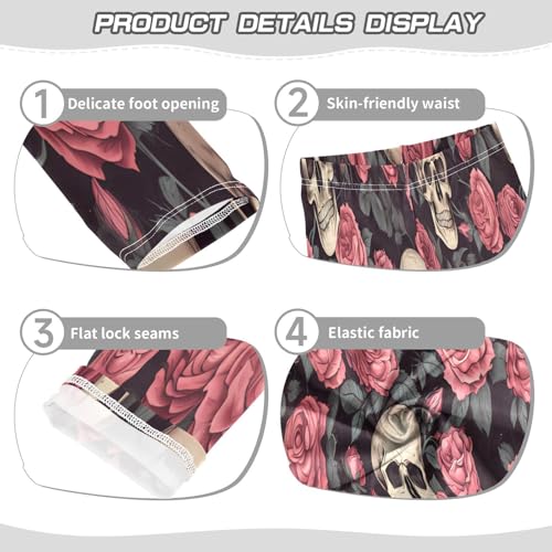 Toddler Girls Leggings Printed Yoga Pants Leggings Pink Rose Skull for Kids3