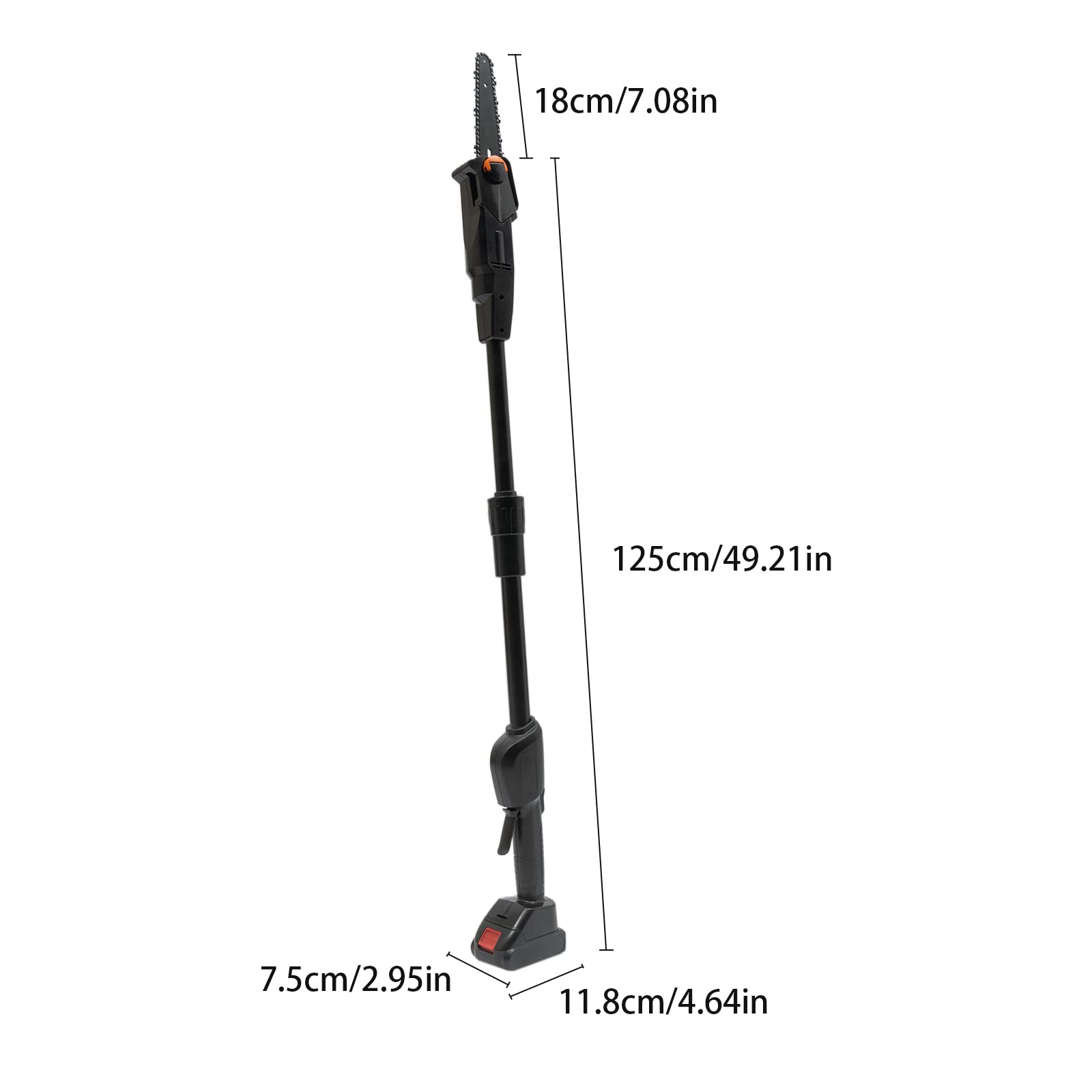 Dodoam Pole Saw with 1500mAh Battery and Standard Charger, 1200m/min / 66ft/s,Cordless Rechargeable Double Section Assemble Shaft Branch Cutter and Low Noise for Wood Cutting, Garden Pruning
