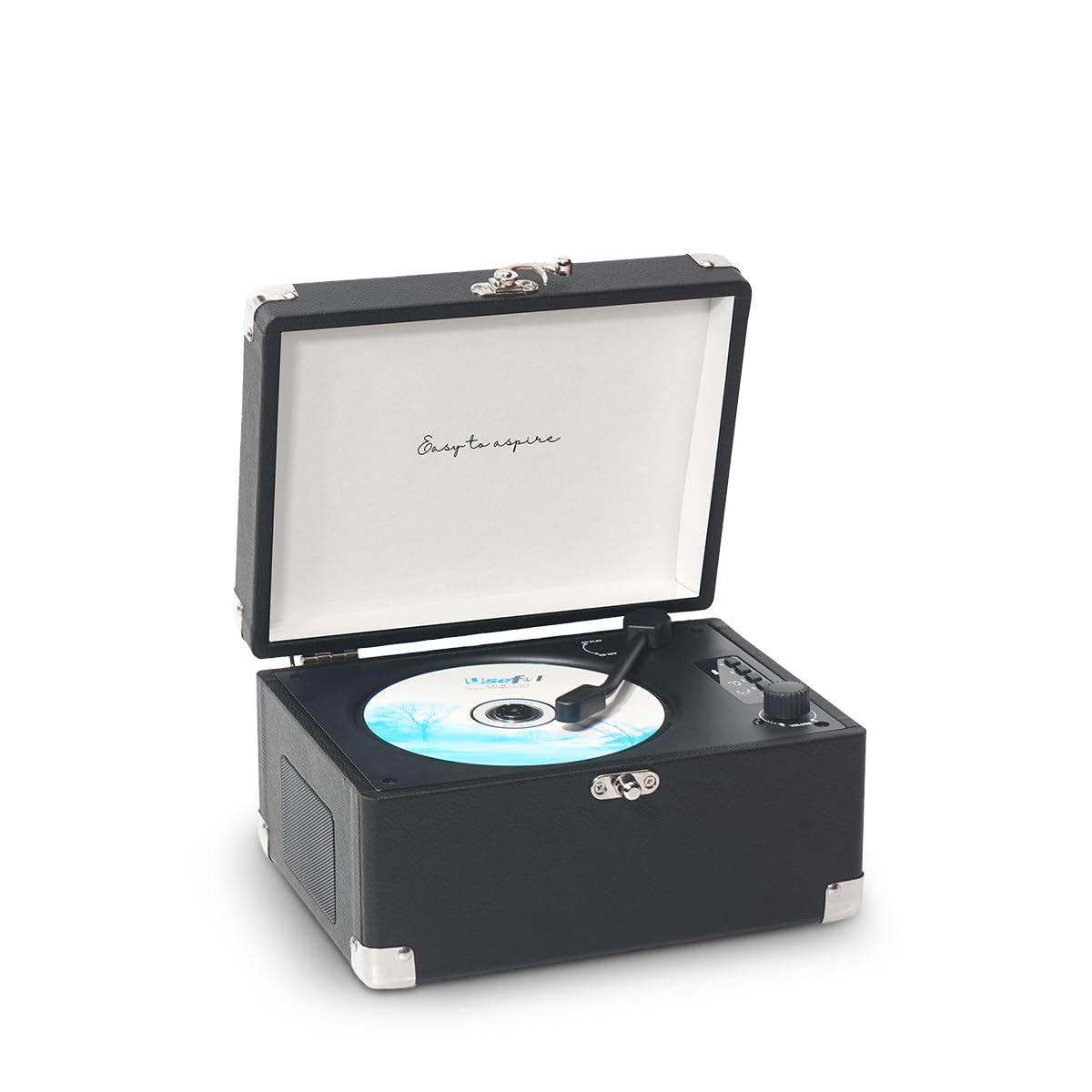 PRIXTON Reproductor de CD Vintage Boogie, Reproductor portátil con Altavoz, Lector de CD Retro, Bluetooth/USB/AUX, Mando a Distancia, Diseño de Maleta, Color Negro (Reacondicionado)